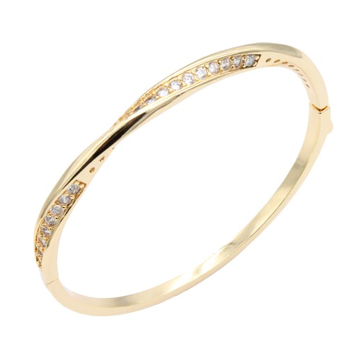 Gold Plated Clear  CZ Bangle Bracelets