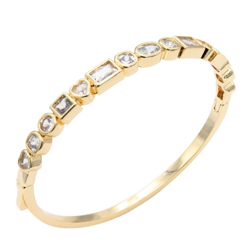 Gold Plated Clear  CZ Bangle Bracelets