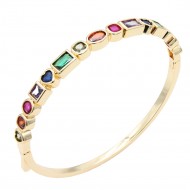 Gold  Plated With Multi Color CZ Bangle Bracelets