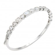 Rhodium Plated Clear CZ Bangle Bracelets