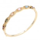 Gold Plated Clear  CZ Bangle Bracelets