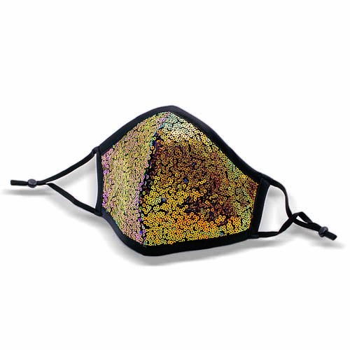 Shiny Gold Sequin Fashion Mask With Adjustable Ear loop