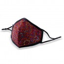 Red Fashion Mask Multi Colored Sequin w/. Adjust. Ear loop