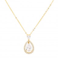 Gold Plated With AAA CZ necklace 16"+3" long