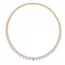 Cubic Zirconia With Gold Plated Statement Necklace 18" Lengh