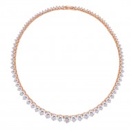 Cubic Zirconia With Rose Gold Plated Statement Necklace 16" Lengh