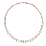 Cubic Zirconia With Rose Gold Plated Statement Necklace 18" Lengh