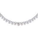 Cubic Zirconia With Rhodium Plated Statement Necklace 16" Lengh