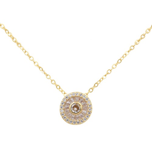 Gold Plated with Clear Cubic Zirconia Necklace