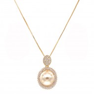 Gold Plated Necklaces with Pearl and Cubic Zirconia(Necklace Only)