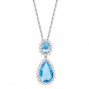 Rhodium Plated with Blue Cubic Zirconia Necklaces