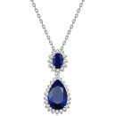 Rhodium Plated with Purple Cubic Zirconia Necklaces