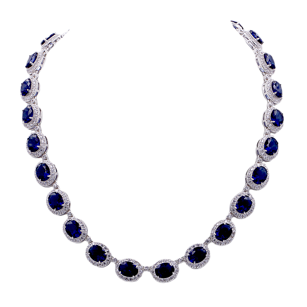 Blue Sapphire Cubic Zirconia Necklace