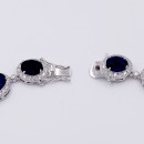 Rhodium Plated With Blue Sapphire Cubic Zirconia Halo Bridal &amp; Proms Necklaces