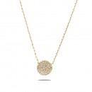 16" Long with Pave CZ Gold Plated Pendant Necklace