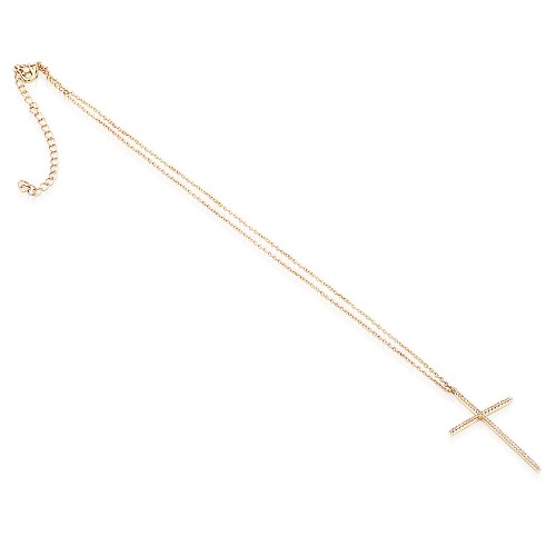 16 inch Gold Plated with CZ Cross Pendant