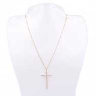 16&quot;Gold Plated with CZ Cross Pendant