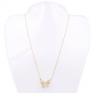 16" Gold Plated with CZ Butterfly Pendant