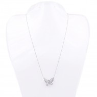 16" Rhodium Plated with CZ Butterfly Pendant