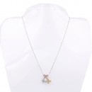 Three-Tone Plated With CZ Butterfly Necklace
