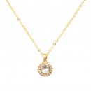 Gold Plated Necklace with Clear Cubic Zirconia