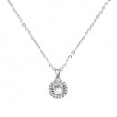 Rhodium Plated Necklace with Clear Cubic Zirconia