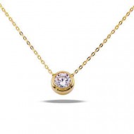Gold Plated Necklace with Clear Cubic Zirconia