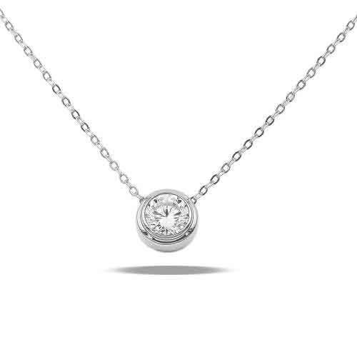 Rhodium Plated Necklace with Clear Cubic Zirconia