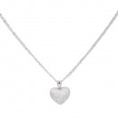 Rhodium Color.16'+2.50" Long Box Chain CZ  Heart necklace