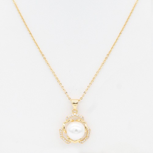 Gold Plated CZ Pendant Necklace. 16"+2"