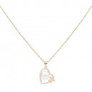 Gold Plated With Pearl CZ Pendant Necklace. 16"+2"