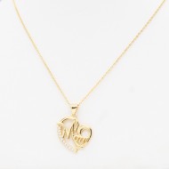 Gold Plated CZ Mother's Day Pendant Necklace. 16"+2"