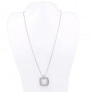 Square Shape Rhodium Plated with Clear CZ Stone Necklace