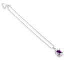 Rhodium Plated with Purple CZ Stone Pendant