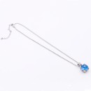 Two-Tone Plated with Aqua Blue Stone Necklaces
