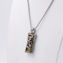 Rhodium Plated with Multi-Color Cubic Zirconia Pendant Necklaces