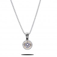 Rhodium Plated 2-Tones Necklaces with Clear CZ