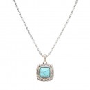 2-Tones with Mother of Pearl Cubic Zirconia Pendant Necklaces