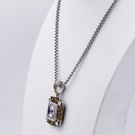 Rhodium Plated with Clear Cubic Zirconia Pendant Necklaces