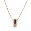 Rhodium Plated with Multi-Color Cubic Zirconia Necklaces