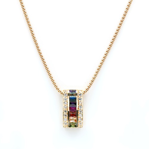 Gold Plated with Multi-Color Cubic Zirconia Necklaces