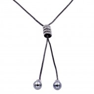 Lariat necklace with pearl, Black