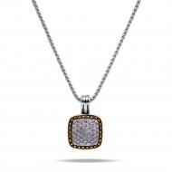 Two-tone with Cubic Zirconia Pendant Fashion Necklace