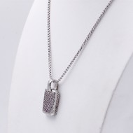 Rhodium Plated with Cubic Zirconia Pendant Necklaces