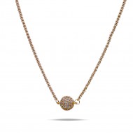 Gold Plated with CZ Cubic Zirconia Pave Ball with 16" Plus 3" Extension Chain Necklace