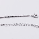 Rhodium Plated with Cubic Zirconia Pave Ball with 16" Plus 3" Extension Chain Necklace