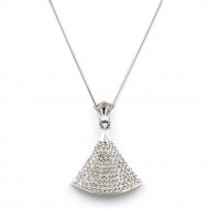 Rhodium Plated with 36" Long Crystal Pendant Fashion Statement Necklace