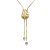 Gold-Plated-With-CZ-Cubic-Zirconia-Tulip-Flower-Lariat-Necklace-Gold
