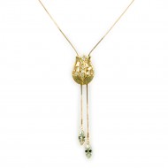 Gold Plated With CZ Cubic Zirconia Tulip Flower Lariat Necklace
