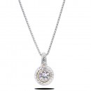 16&quot; Two-Tone Plated Black CZ Pendant Necklace